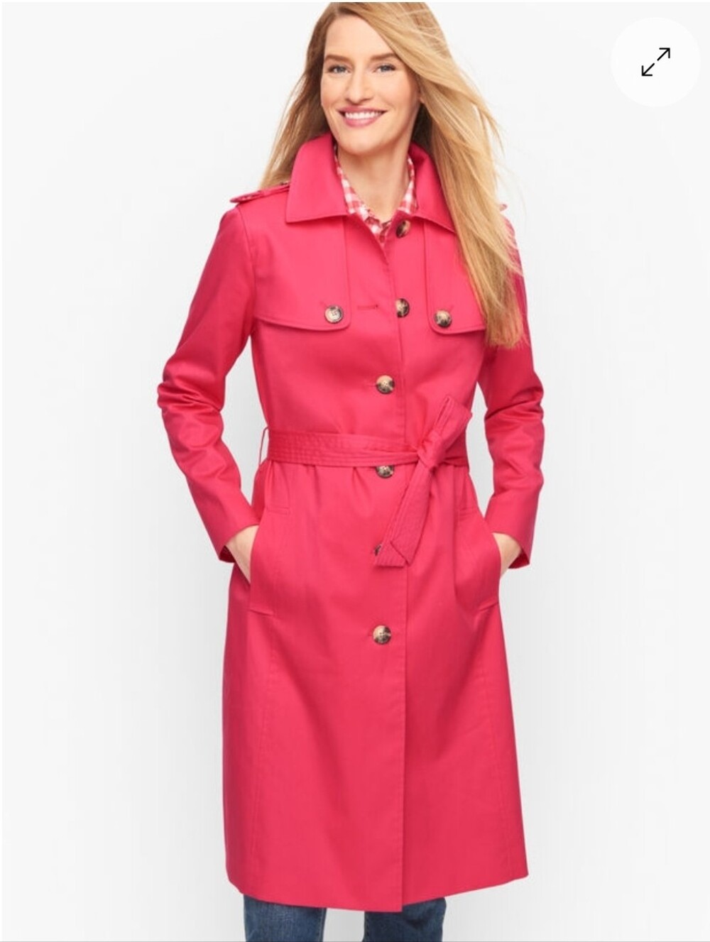 Talbots Women’s Pink Belted Trench Coat - Size XL - Picture 1 of 11